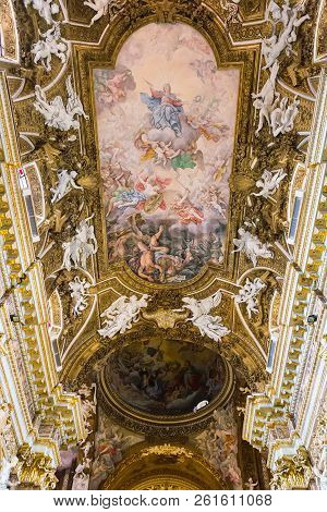 Rome, Italy - March 20, 2018: Interior Of The Church Of Saint Mary Of Victory (santa Maria Della Vit