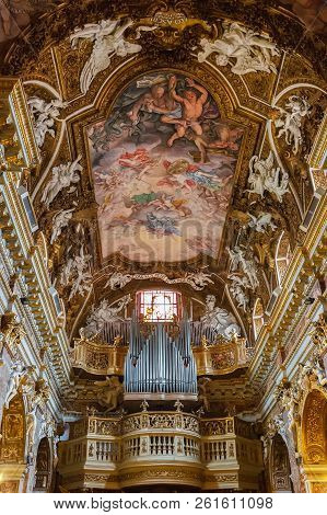 Rome, Italy - March 20, 2018: Interior Of The Church Of Saint Mary Of Victory (santa Maria Della Vit