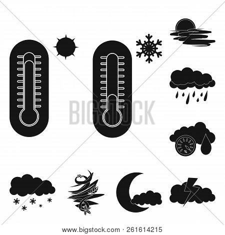 Vector Design Of Weather And Climate Icon. Set Of Weather And Cloud Vector Icon For Stock.