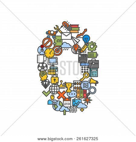 A Set Of Phone Icons Shaped As Zero Number. Vector Illustration
