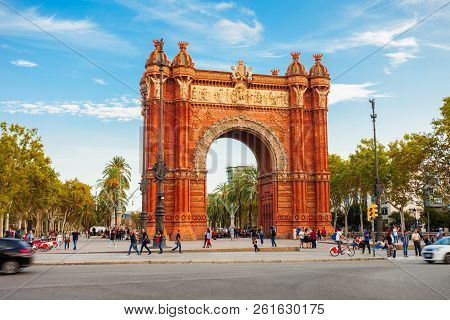 The Arc De Triomf Or Arco De Triunfo Is A Triumphal Arch In The City Of Barcelona In Catalonia Regio