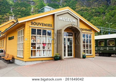 Flam, Norway - July 26, 2017: Flam Museum. Flam Is A Village In Flamsdalen, At The Aurlandsfjord A B