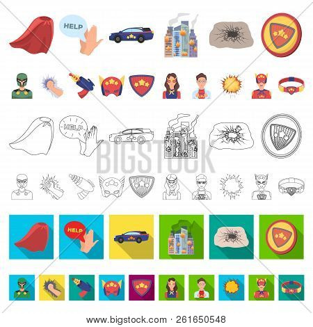 A Fantastic Superhero Cartoon Icons In Set Collection For Design. Superhero S Equipment Vector Symbo
