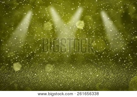 Yellow Wonderful Shiny Abstract Background Stage Spotlights With Sparks Fly Defocused Bokeh - Festal