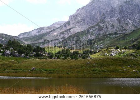 Natural Landscape Photo Of Small Fantastic Lake Psenodah In North Caucasus At Fisht And Oshten Mount