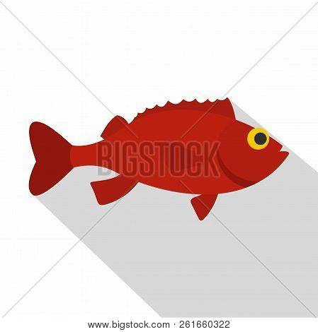 Red Betta Fish Icon. Flat Illustration Of Red Betta Fish Icon For Web Isolated On White Background