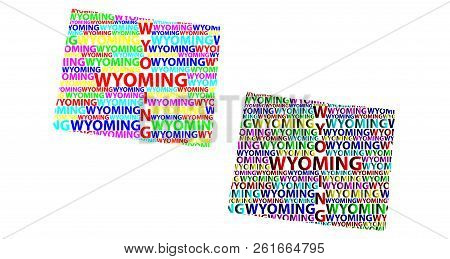 Sketch Wyoming (united States Of America) Letter Text Map, Wyoming Map - In The Shape Of The Contine