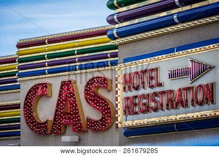 May 10 2017 - West Wendover, Utah: Artistic And Abstract Angle Of The Rainbow Hotel And Casino In We