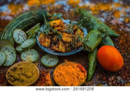 Close Up Of India's Or Asia's Popular Pickle I.e. Indian Pickling Cucumber Pickle Or Indian Styled C