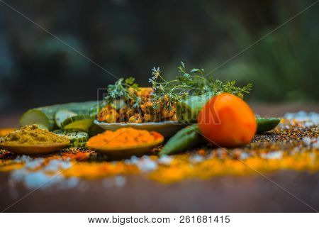 Close Up Of India's Or Asia's Popular Pickle I.e. Indian Pickling Cucumber Pickle Or Indian Styled C