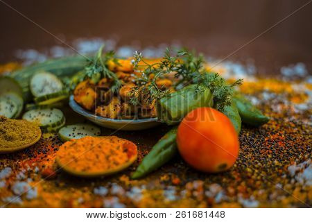 Close Up Of India's Or Asia's Popular Pickle I.e. Indian Pickling Cucumber Pickle Or Indian Styled C