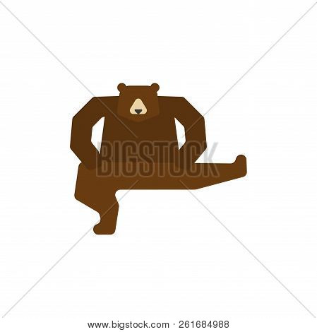 Russian Bear Dancing Isolated. National Folk Beast From Russia