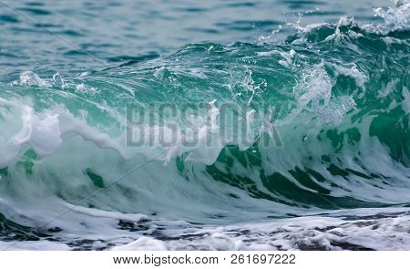 Raging Black Sea. Big Wave With Sea Foam