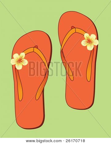 Turuncu flip flop çiçek