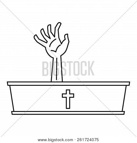 Dead Man Hand Coming Out Of His Grave Icon. Outline Illustration Of Dead Man Hand Coming Out Of His 
