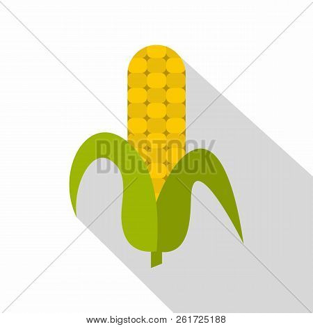 Ripe Corncob Icon. Flat Illustration Of Ripe Corncob Icon For Web Isolated On White Background