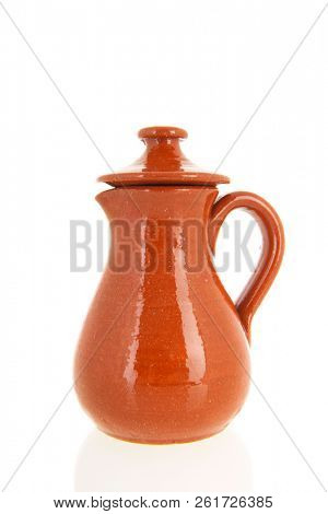 Ceramic Stone jar isolated over white background