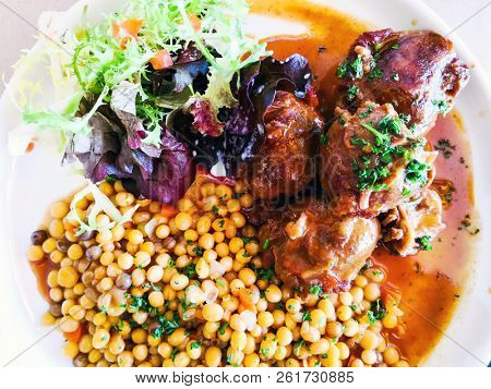 Traditional French cuisine Beef meat stewed with beans