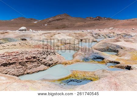 Unique Landscape Scenario In Bolivia, Arid Place Around The Geysers, Feeling Like To Be In Another P