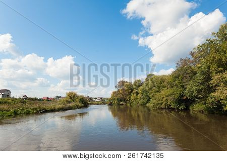 View Of The River And The Banks Of Willow Thickets