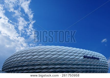 Munich, Germany - Sept 7, 2018: Allianz Arena (fussball Arena Munchen, Schlauchboot), The Home Footb