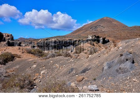 Spanish View Landscape In Lanzarote Tropical Volcanic Canary Islands Spain