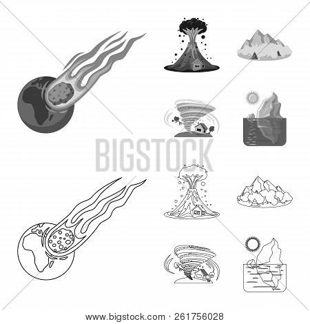 Vector Design Of Natural And Disaster Sign. Collection Of Natural And Risk Stock Vector Illustration