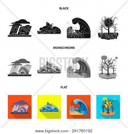 Vector Illustration Of Natural And Disaster Icon. Set Of Natural And Risk Vector Icon For Stock.