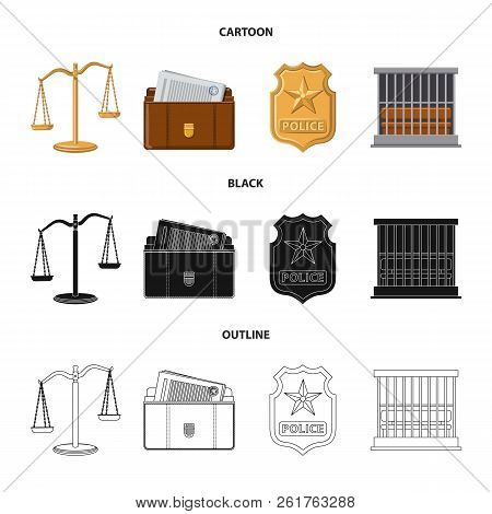 Isolated Object Of Law And Lawyer Icon. Set Of Law And Justice Vector Icon For Stock.