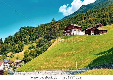 Triesenberg, Liechtenstein, 20th August 2018:- A View Of Triesenberg In Central Liechtenstein. Tries