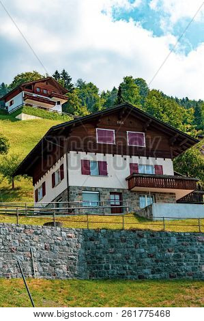 Triesenberg, Liechtenstein, 20th August 2018:- A View Of Triesenberg In Central Liechtenstein. Tries