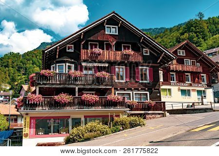 Triesenberg, Liechtenstein, 20th August 2018:- A View Of Triesenberg In Central Liechtenstein. Tries