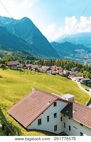 Triesenberg, Liechtenstein, 20th August 2018:- A View Of Triesenberg In Central Liechtenstein. Tries