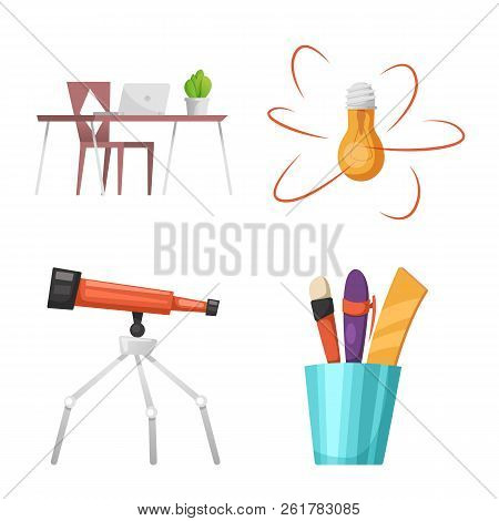 Vector Illustration Of Education And Learning Symbol. Set Of Education And School Vector Icon For St