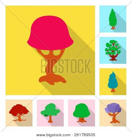 Vector Illustration Of Tree And Nature Icon. Set Of Tree And Crown Vector Icon For Stock.