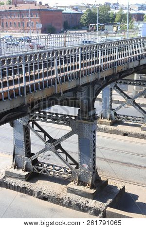 Metallic Road Construction. Tsarskoselsky Railway Bridge Landcape.