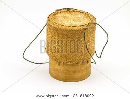 Thai -laos Bamboo Sticky Rice Container On White Background