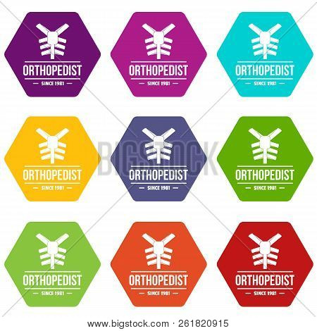 Spine Orthopedic Icons 9 Set Coloful Isolated On White For Web
