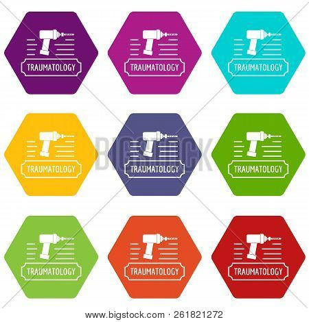 Correction Traumatology Icons 9 Set Coloful Isolated On White For Web