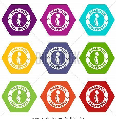 Diagnostic Procedures Icons 9 Set Coloful Isolated On White For Web
