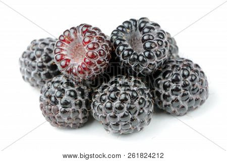 Close-up Of Blackberries Isolated On White Background