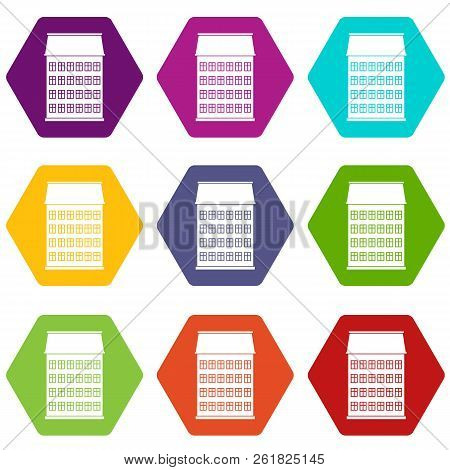 Toen House Icons 9 Set Coloful Isolated On White For Web