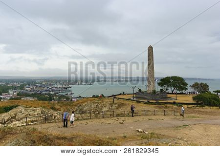 Tourists On Mount Mithridat Near The Obelisk Of Glory To Immortal Heroes Who Died In Battles For The