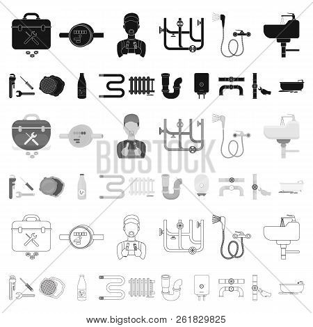 Plumbing, Fitting Cartoon Icons In Set Collection For Design. Equipment And Tools Vector Symbol Stoc