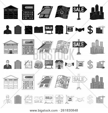 Realtor, Agency Cartoon Icons In Set Collection For Design. Buying And Selling Real Estate Vector Sy