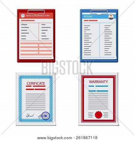 Vector Design Of Form And Document Symbol. Collection Of Form And Mark Stock Vector Illustration.