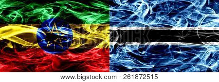 Ethiopia Vs Botswana, Botswanan Colorful Smoke Flags Placed Side By Side