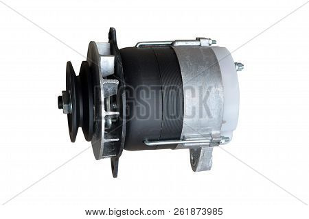 Alternator. Image Of Car Alternator Isolated On White. Clipping Path Included.