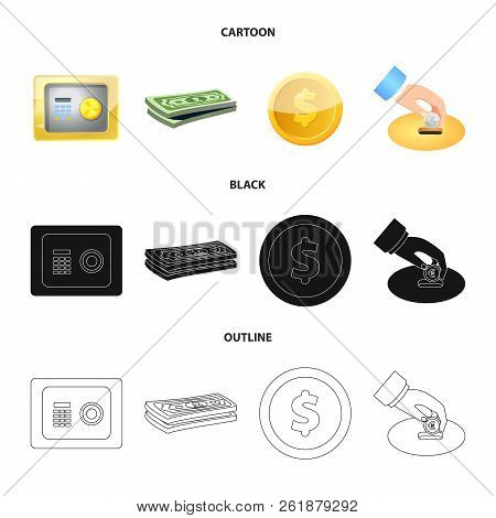 Vector Design Of Bank And Money Sign. Set Of Bank And Bill Vector Icon For Stock.