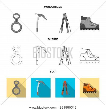 Isolated Object Of Mountaineering And Peak Sign. Set Of Mountaineering And Camp Stock Symbol For Web